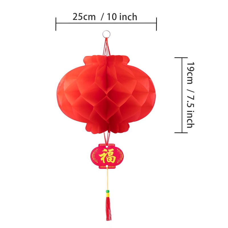 Favide 20 Pieces 10 Inch Chinese Red Paper Lanterns Festival Decorations for New Year, Spring Festival, Wedding and Restaurant - Image 2